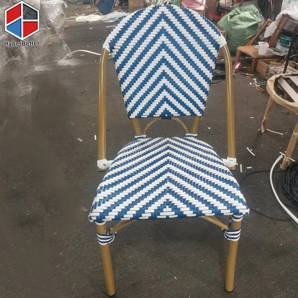 Wholesale navy blue rattan Bistro Chairs Mesh Bistro Chairs outdoor furniture