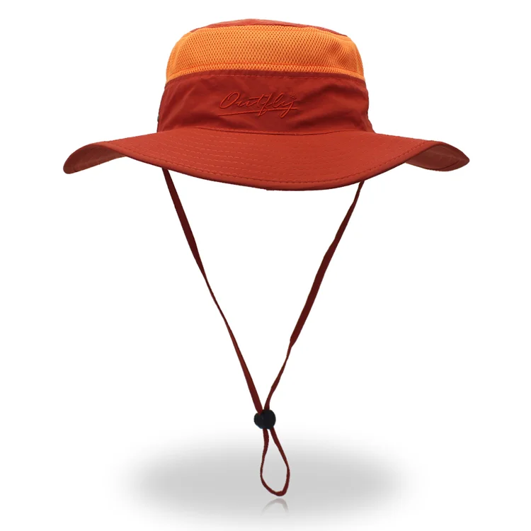 High Quality Custom Embroidery Logo Nylon Mesh Wide Brim Breathable Fisherman Men Women Hiking Bucket Hats