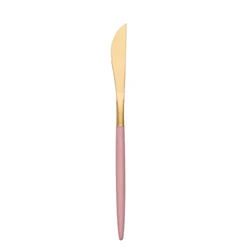 elegant bulk matte gold cutlery pink handle stainless steel flatware