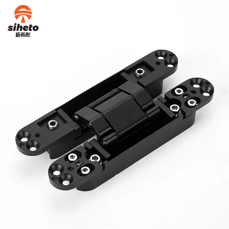 Zinc Alloy Wooden Door Adjustable Concealed 180 Degree 3D Black Door Hinge