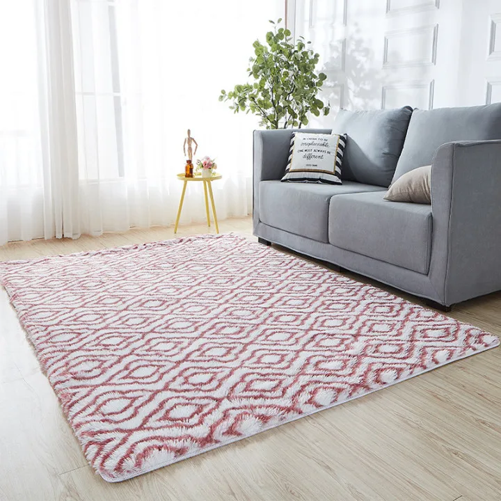 High quality living room fluffy carpet home bedroom super soft Shaggy Rug  pattern PV plush pile carpet