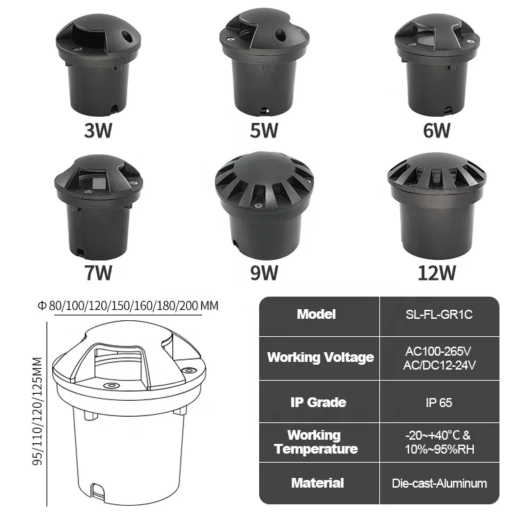 Aluminum black color outdoor decoration garden uplight led underground parking light inground light for driveway deck step light