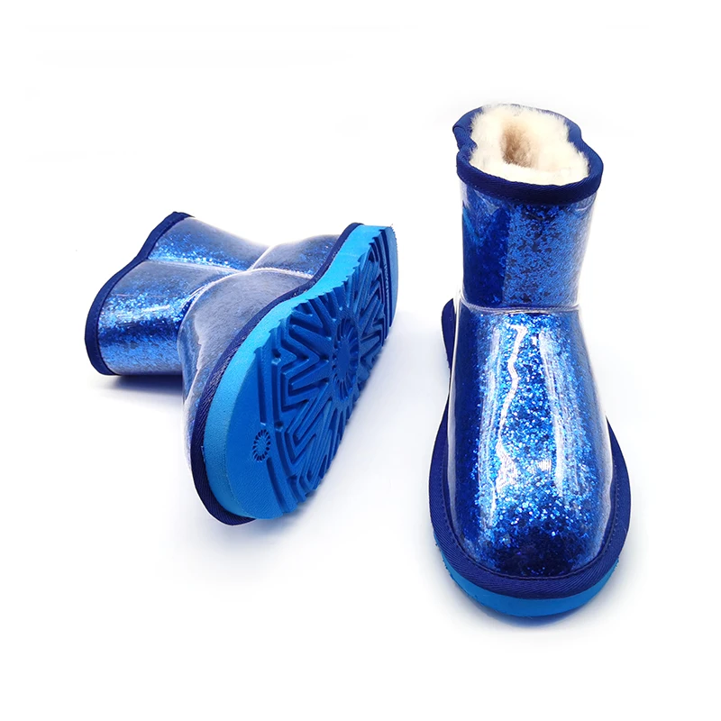 Хит продаж; Блестящие; Овечья меховая кожа из натуральной кожи; Водонепроницаемые женские сапоги в комплекте из водонепроницаемого материала