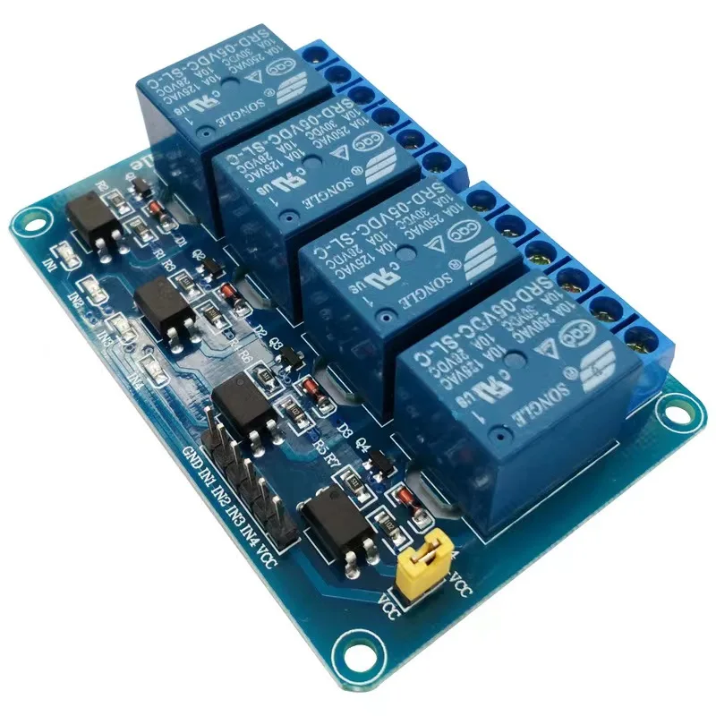 12V relay module 4-channel, 5V relay control board dual optocoupler isolation low-level trigger self starting and self locking
