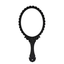 Romantic Retro Lace Pattern edge Handle Mirror Handheld Makeup Portable Small Round Mirror ABSFrame handle Vanity Bronzed mirror