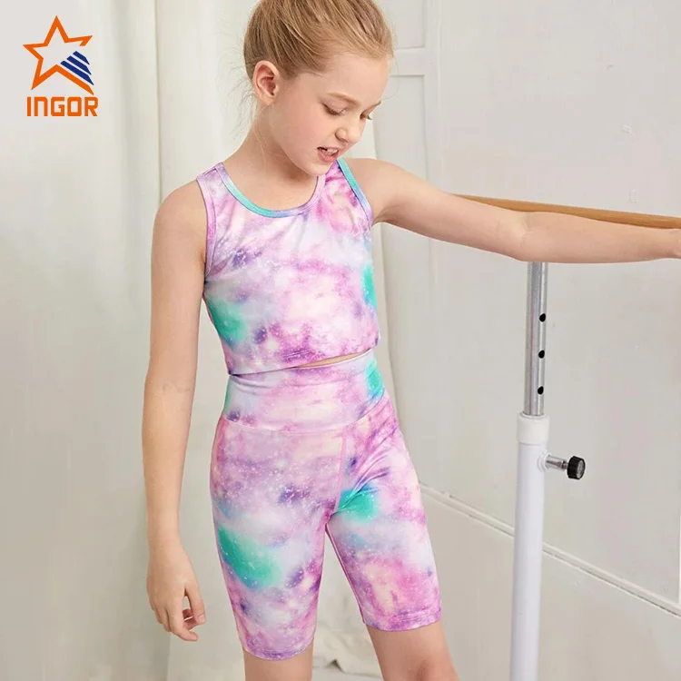 Wholesale Gym Clothing Sportswear Fitness Yoga Wear Girls Kids Activewear Set For 4-16