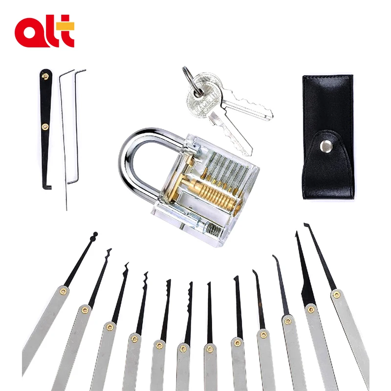 12pcs Lock Pick Stainless Handles Practice Padlocks beginner Removing Key Set Lockpick Locksmith Tools Lock Opener