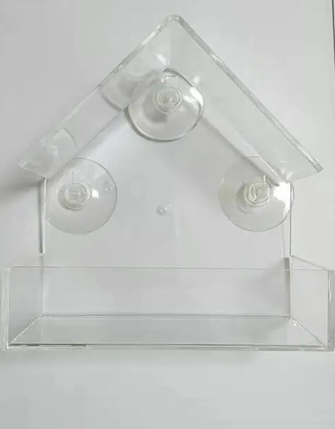 Wholesale High Quality Clear Acrylic Window Bird Feeder with Strong Suction Cups Triangle Roof for Wild Birds clear birdhouse