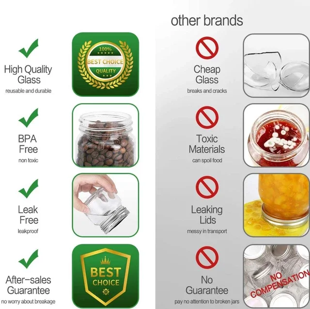 Hot Selling Different Size Food Container 16Oz 16 Oz 500Ml Airtight Sealed Glass Mason Jar With Lid In Bulk For Canning Food