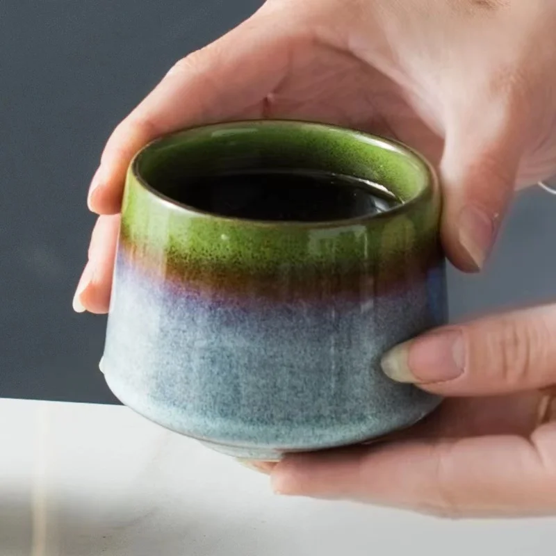 Custom Gift Japanese Retro Ceramic Home Water Cup Espresso Cup Coarse Pottery Kung Fu Tea Cup Tea Ware