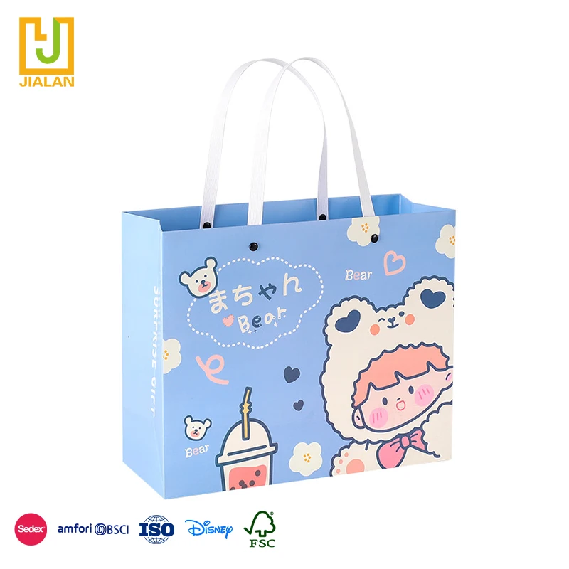 Direct Factory Price Blue pink cartoon pattern design with the same tote bag baby gift box set newborn