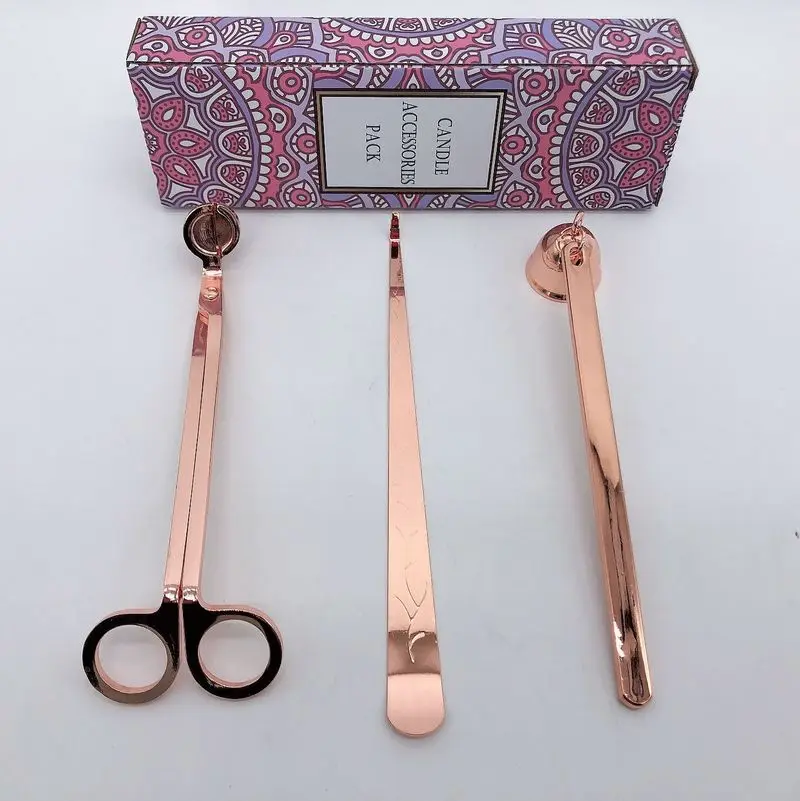 Wholesale 3PCS Stainless Steel Candle Wick Trimmer Snuffer Candle Wick Hook Tool Set With Candle Plates Holders Tools
