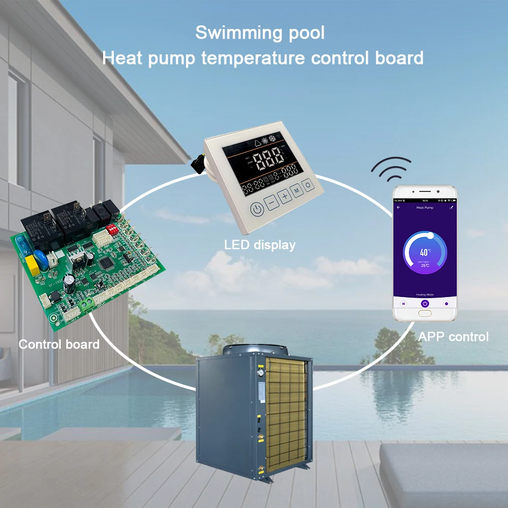 Охладитель воздуха в воду для бассейна контроллер теплового насоса печатная плата сборе PCB