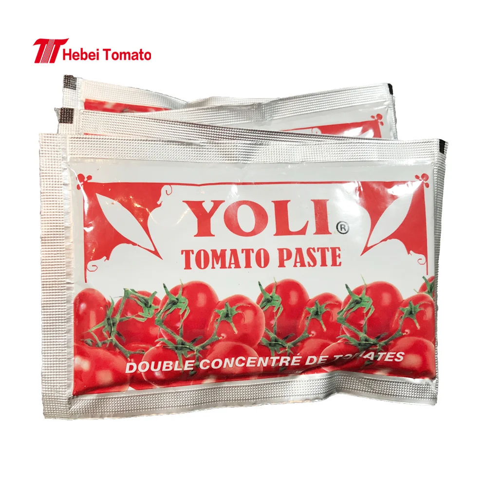 Double Concentrated Tomato Paste 28-30% 70g*25sachets*4boxes Flat Stand Sachet Tomato Paste