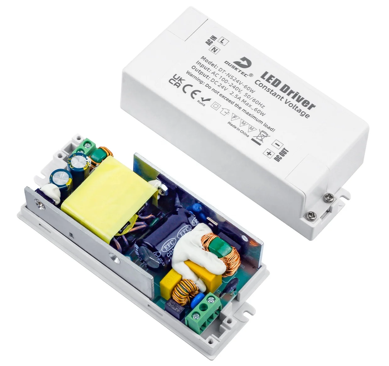 DUSKTEC постоянное напряжение 60 Вт 5A AC 100-240 В DC 12 220 в лучший поставщик регулируемая светодиодная панель источник питания трансформатор драйвер