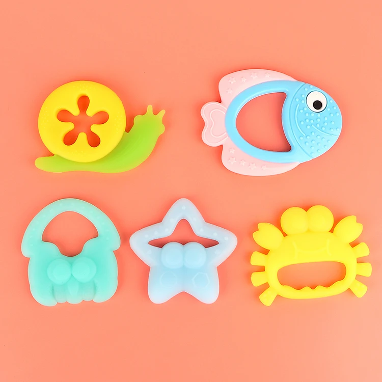 Factory Soft Kids Teething Toys Five Fingers Pattern Chew Toys Mordedor Silicona Silicone Teether Baby Teethers