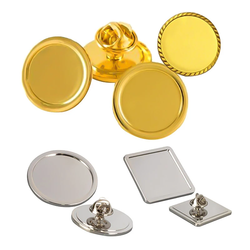 Wholesale sublimation metal blank gold rectangle triangle round lapel pins enamel pin