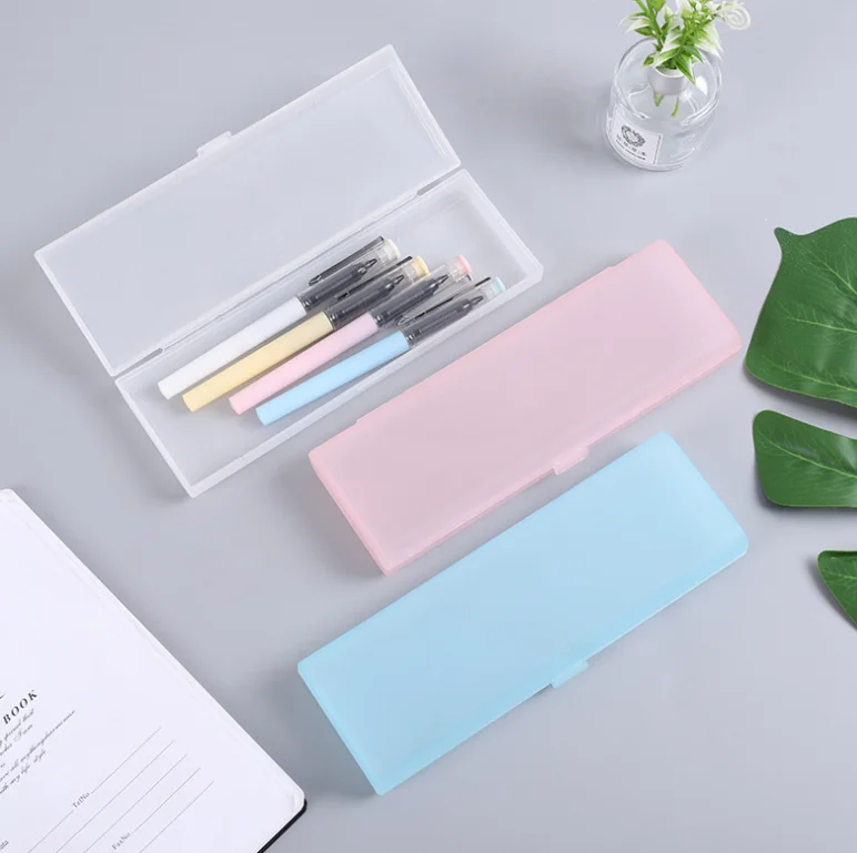 Wholesale New Design Clear Pencil Box Plastic Frosted Pencil Case For Students