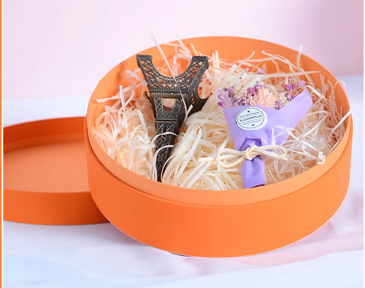 
Recycled perfume packaging paper box round paper box flip gift box 