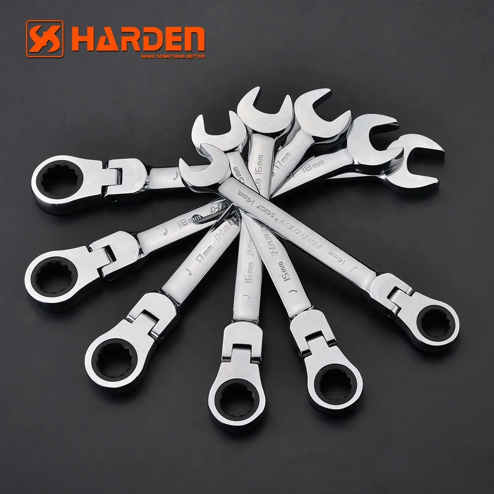 Harden Professional Custom 15mm Chrome Vanadium Flexible Combination Ratchet Wrench Set