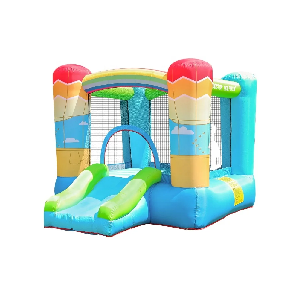 Colorful Rainbow Inflatable Jumping Castle Water Bounce House Bouncy Castle with  Slide