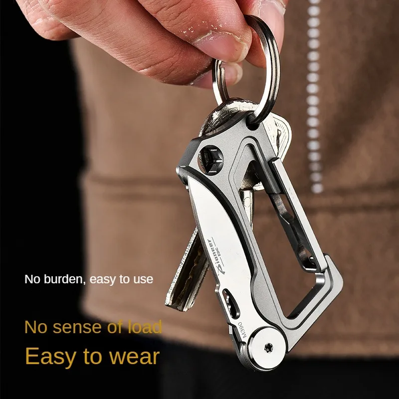 2024 titanium alloy EDC metal key chains foldable knife key chains wholesale Quick release backpack buckle/hook luxury key chain