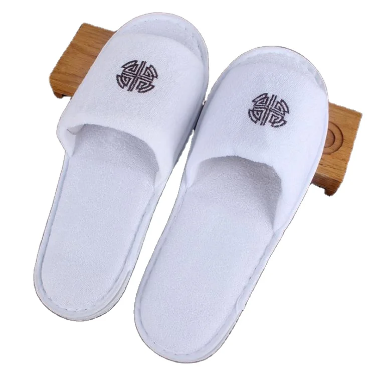 Custom Logo hotel disposable slipper Sauna SPA thick non-slip EVA outsole  towels slippers