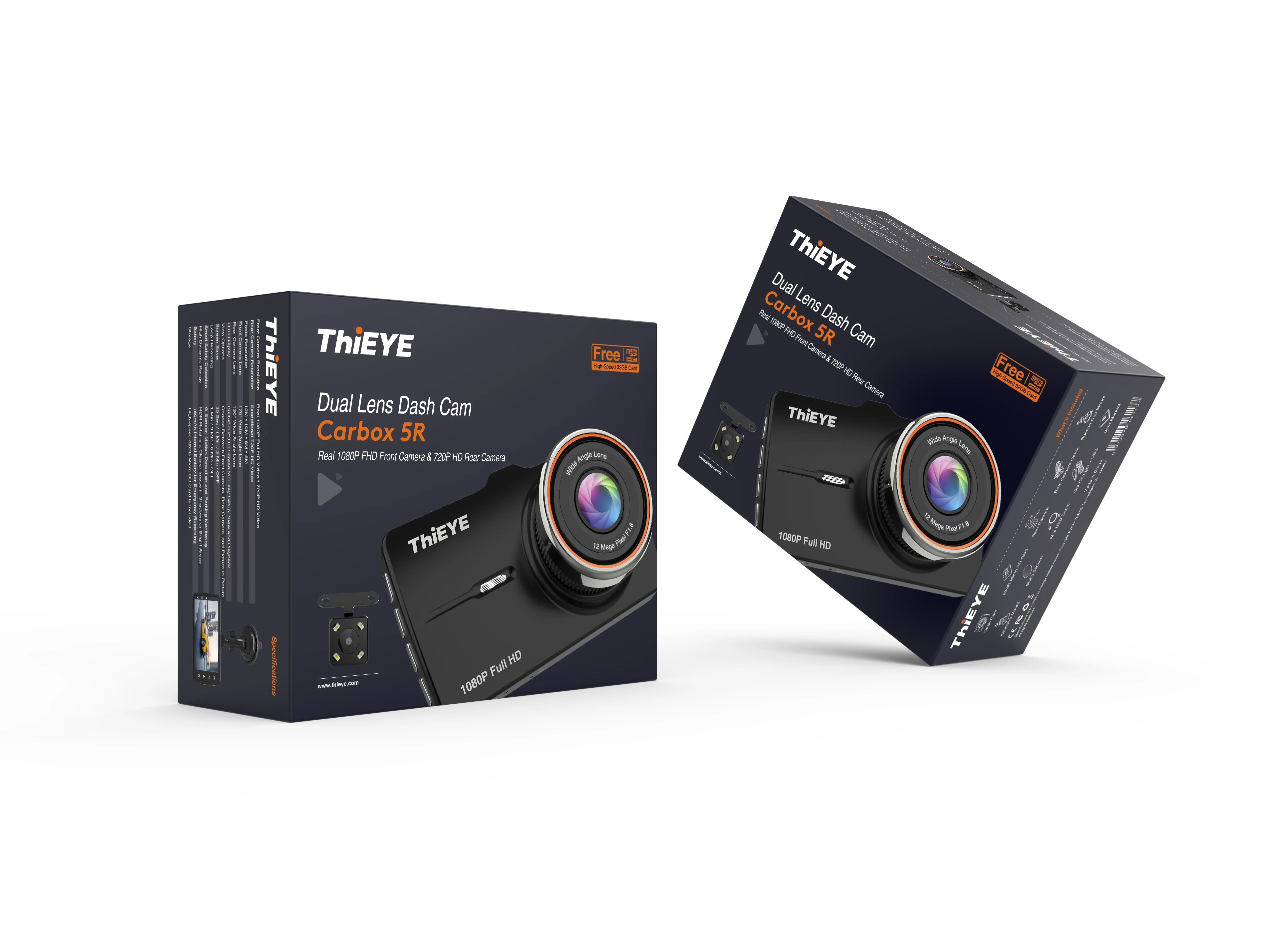  Передняя камера ThiEYE Carbox 5R Full HD с 720P IP67 водонепроницаемая задняя двойным объективом реальный автомобильный рекордер 1080P