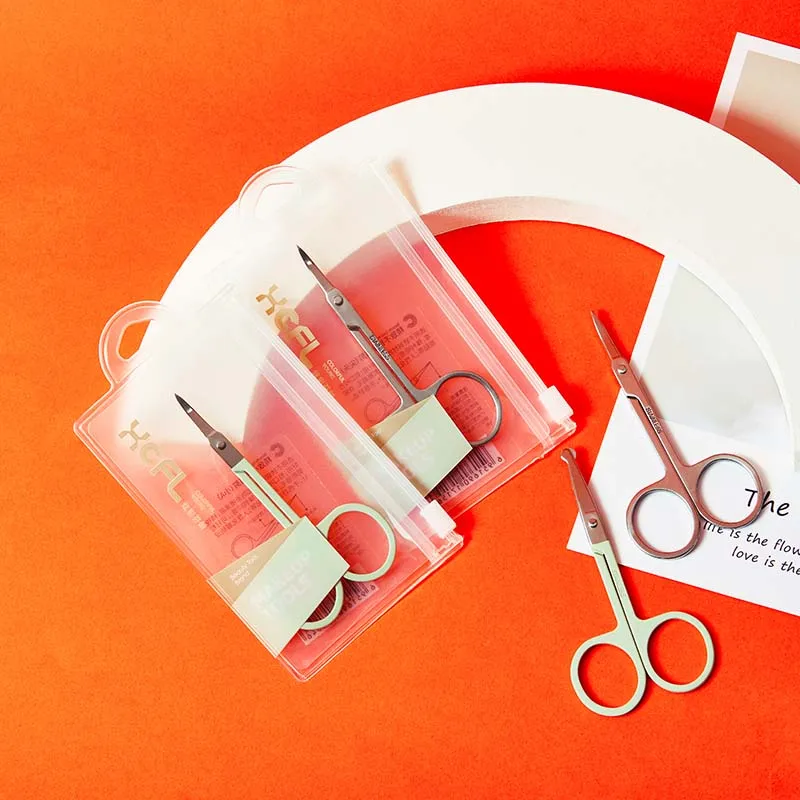 Wholesale High Quality Durable Stainless Steel  Silver Curve Eyebrow Scissors Makeup Tools