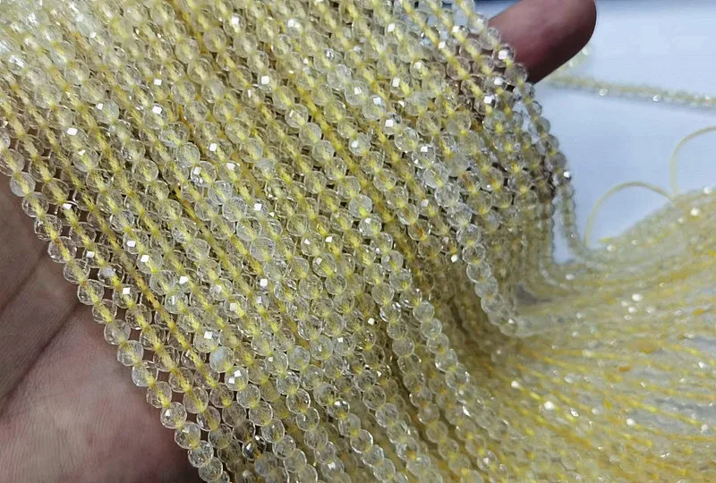 Natural Smooth Charm Gemstone Faceted 4mm Olivine And Citrine Stone Loose Beads Cut Shape For Jewelry Making