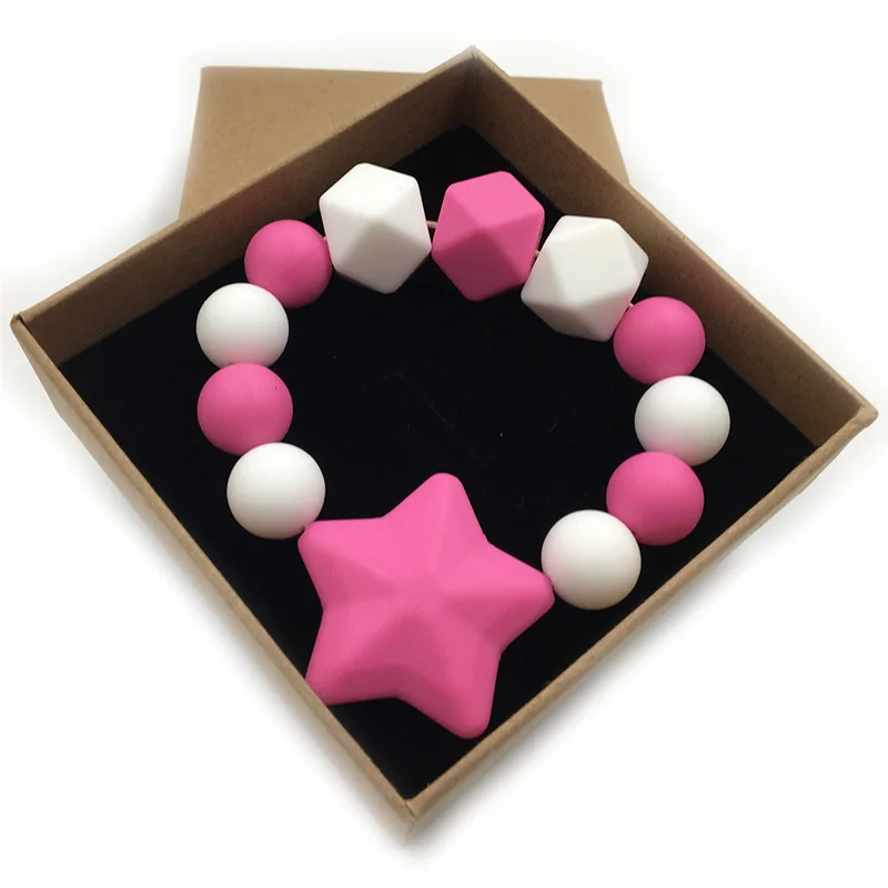 Wholesale Safe Infant Food Grade Silicone Beads Molars Bracelet Baby Teething Pacifier Teether Bracelet factory sell