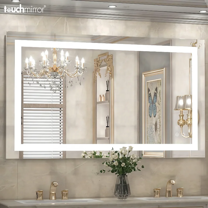 Finger-print proof Copper-free Wall Dimming Defogger Bath Mirrors Large Smart Bathroom Vanity Led Mirrors With Lights
