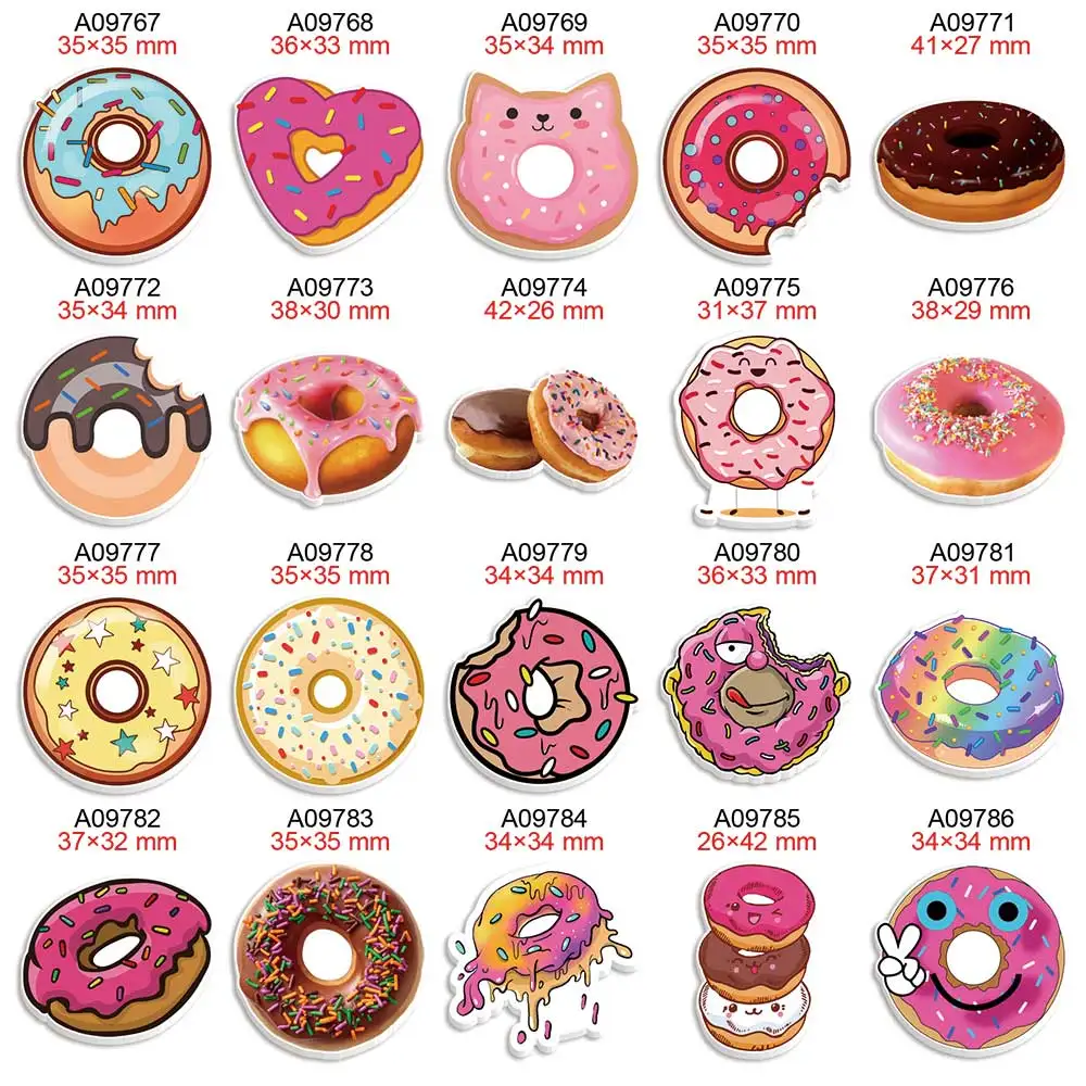 Cartoon Donut Food Planars Resin Flatback Printed 50pcs/lot for Charms DIY Hairbow Phone Keychain Decorations