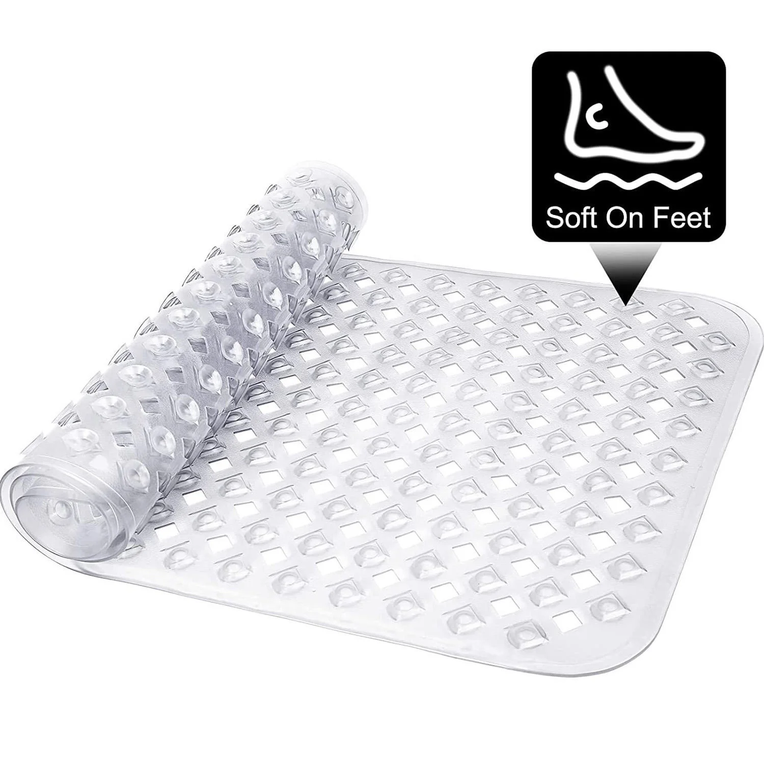 Extraorangenon Slip Clear Bathtub Mat for Bathroom Machine Washable Anti Slip Pvcbathroom Decoration Customized Square Bath Room