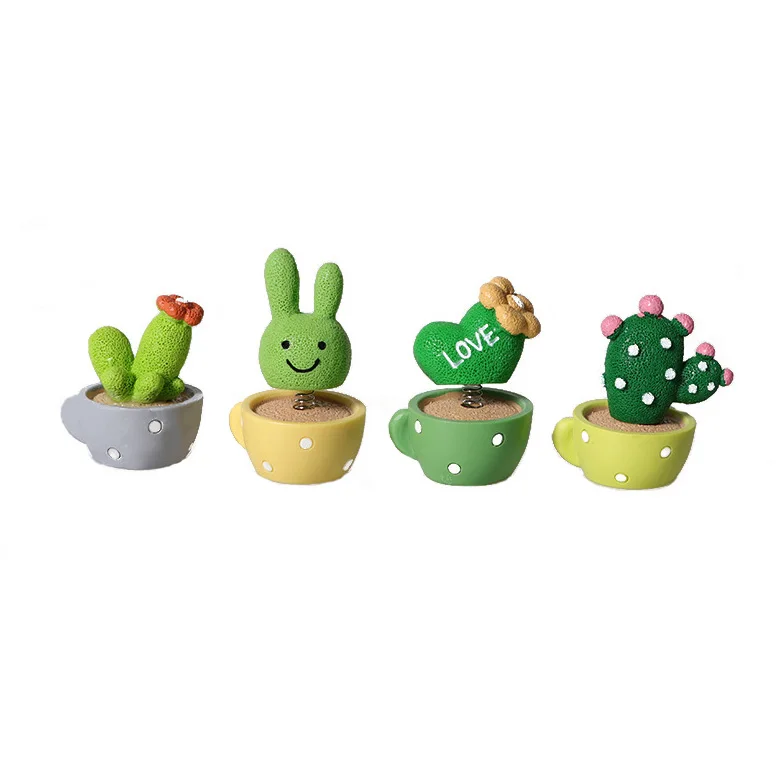 Cactus Car Decoration Shaking Head Toy Plant Flower Pot Car Interior Dashboard ornament for Center Console Cake Cake Baking