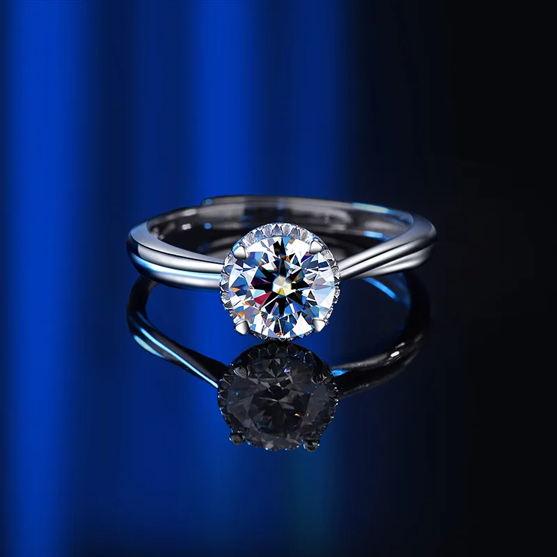 Wholesale Jewellery Iced out Sterling Silver 925 moissanite ring for Women Engagement Jewelry Manufacturer