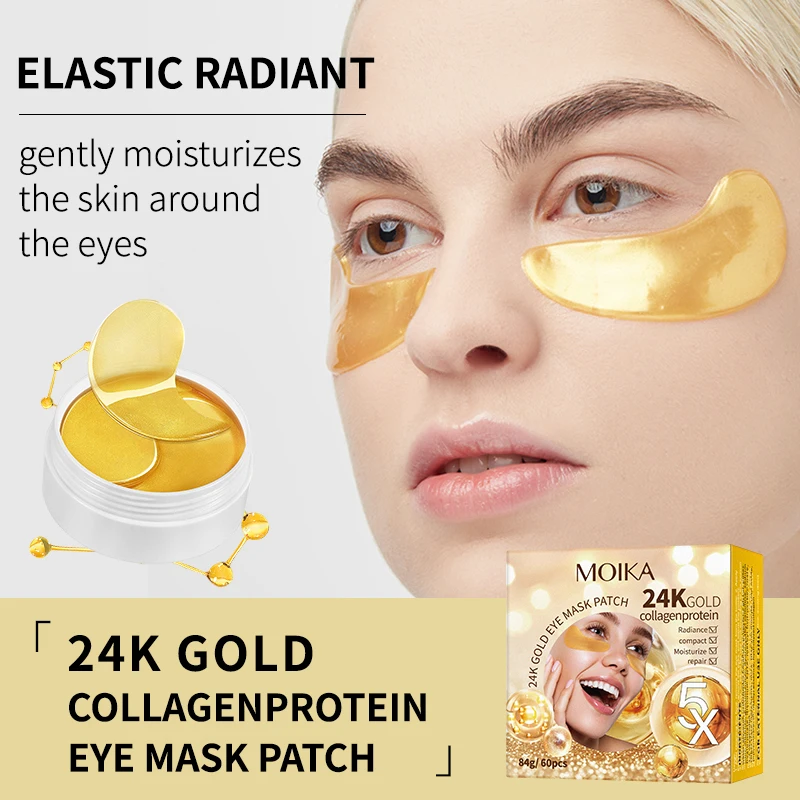 MOIKA OEM red ginseng seaweed black pearl eye mask Anti Wrinkle Crystal Collagen 24k Gold eye mask for dark Circle Under Patch
