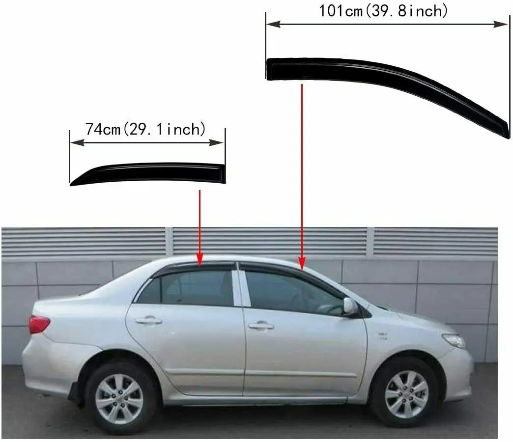 Fits for Toyota corolla 2009 2010 2011 2012 2013 Side Window Visor Vent Trim Sunshade Rain Wind Deflector Guard smoke tinted