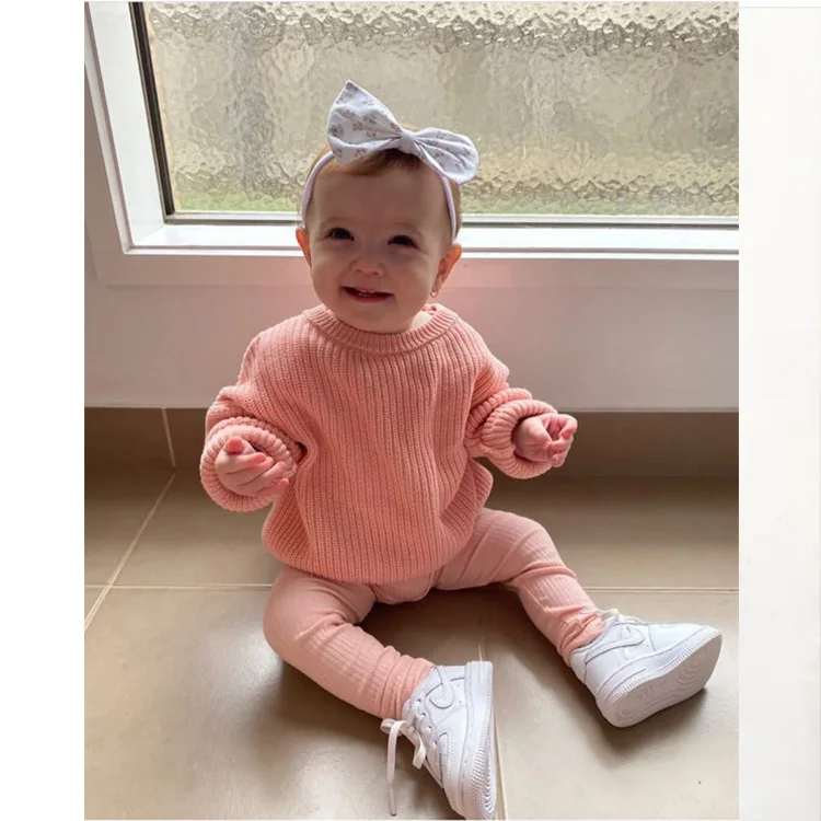 Custom Embroidery Pullover 100% Cotton Toddler Boy Clothes Kids Over-Sized Jumpers Knitted Baby Sweater Winter