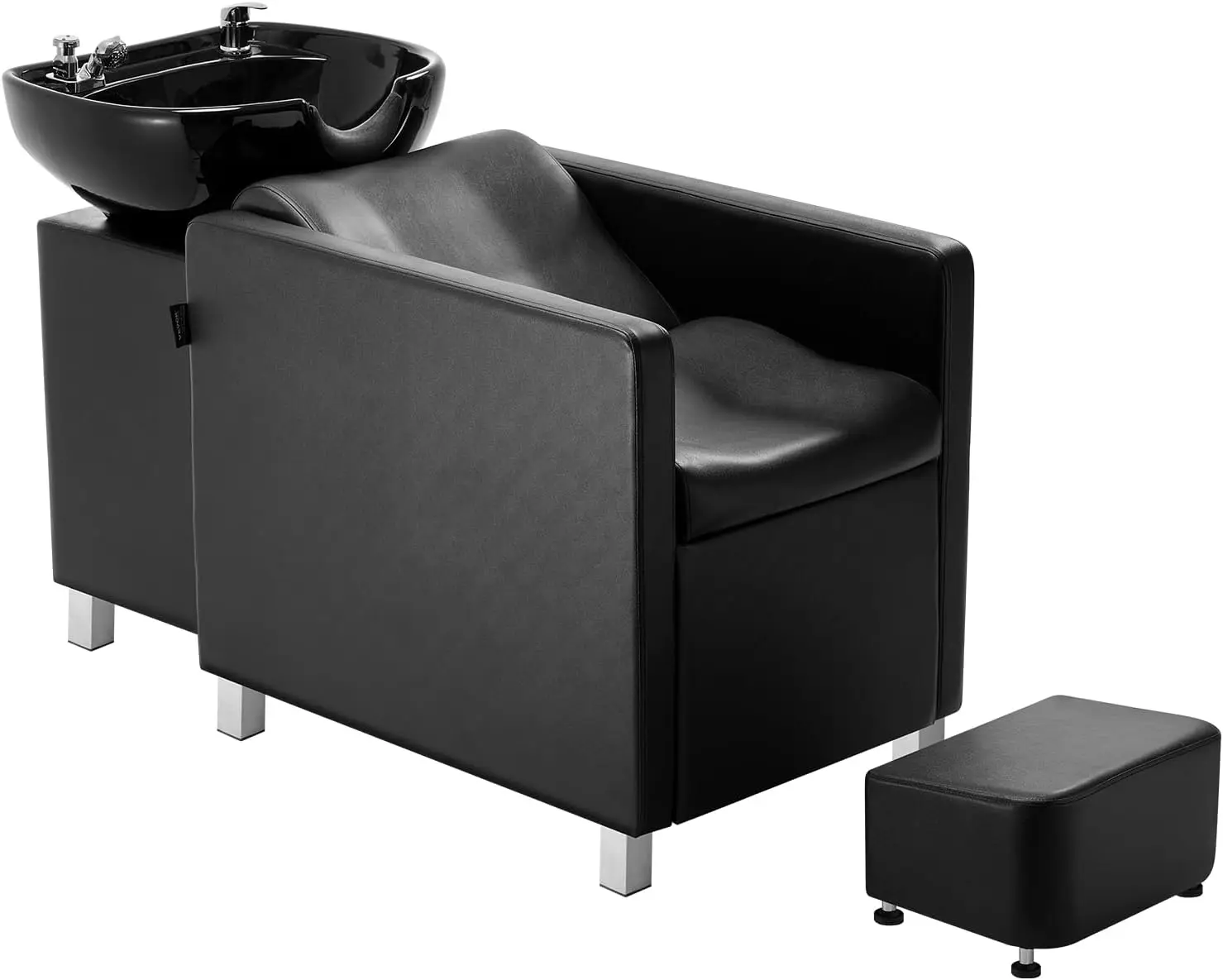 Manual footrest Backwash Bowl and Chair Beauty Spa Massage Hairdressing Equipment with Wide Footrest and Ceramic Bowl