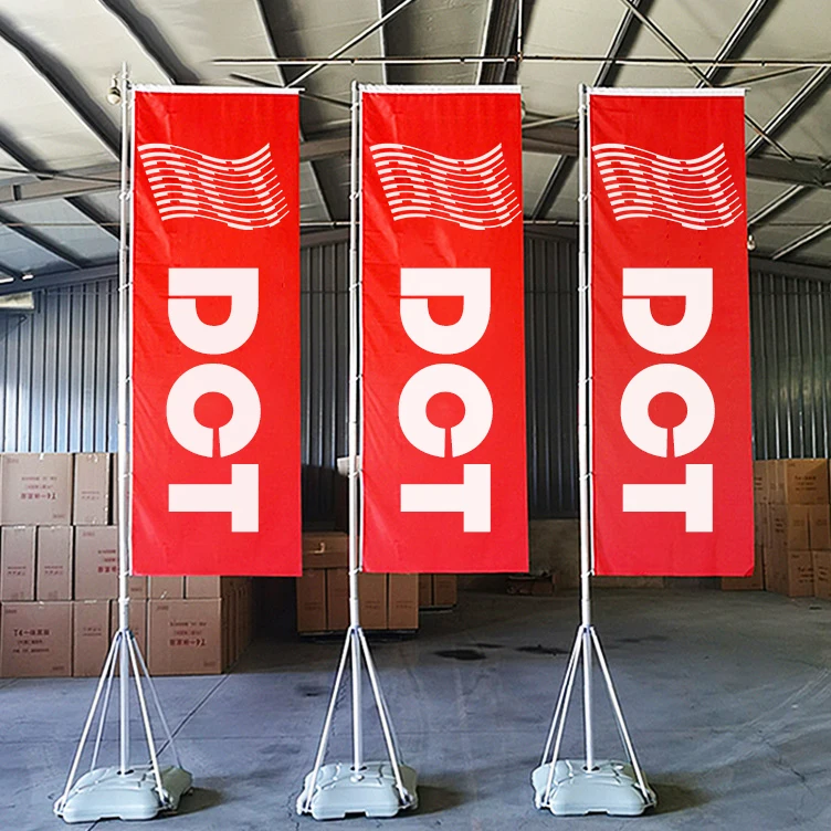 Outdoor Banner Advertising Promotional Display Water Injection 5M 7M Telescopic Giant Waterbase Flagpole rectangle square Flag