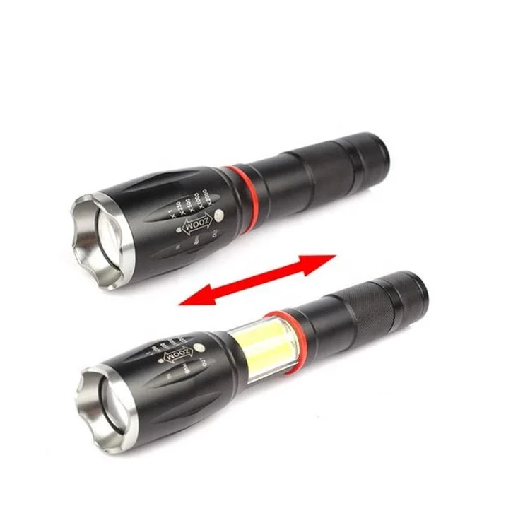 ningbo ninghai Aluminum alloy side light multi-function Portable  zoomable 3AAA 18650 XML T6 COB working light led flashlight