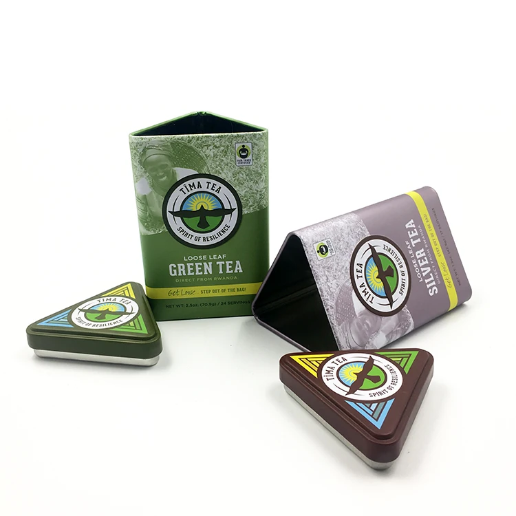 Hot Sale Customized Triangular Shape Tin Box Metal Can With Rolled-In Edge On The Lid And The Bottom