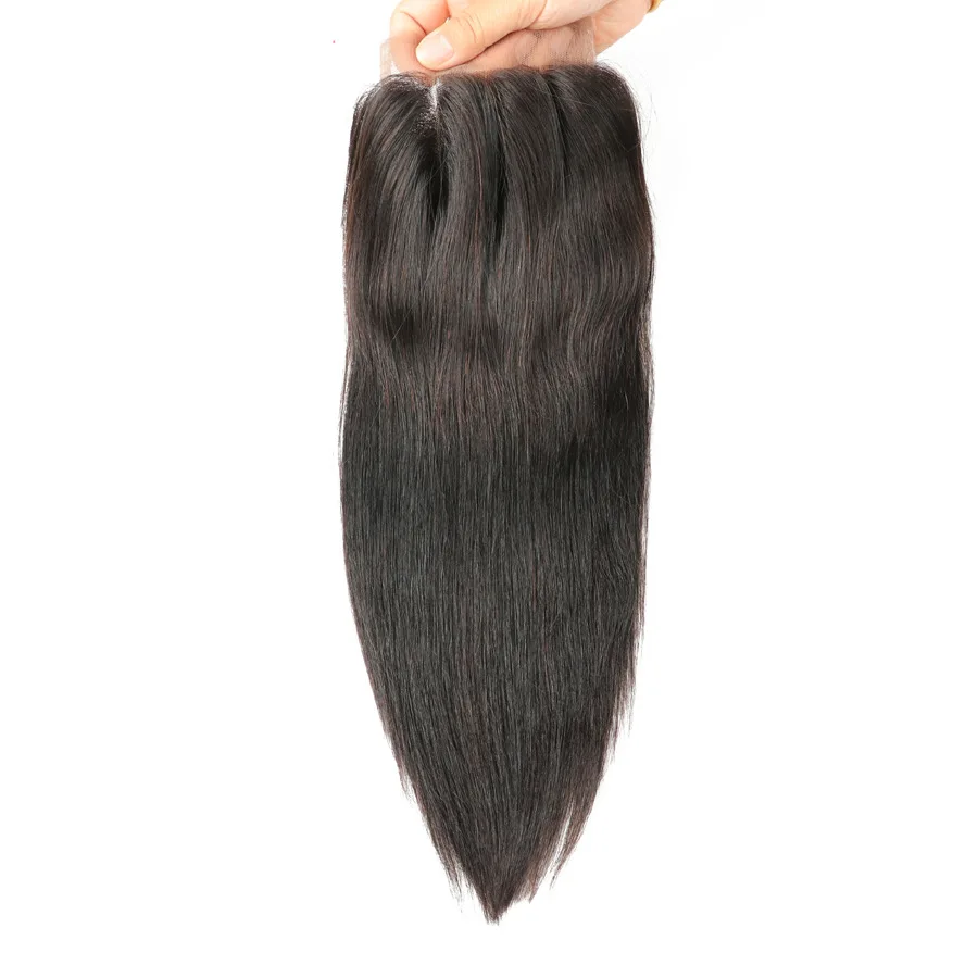 
Human Hair 4x4 Straight Lace Closure 3 Part Natural Black 