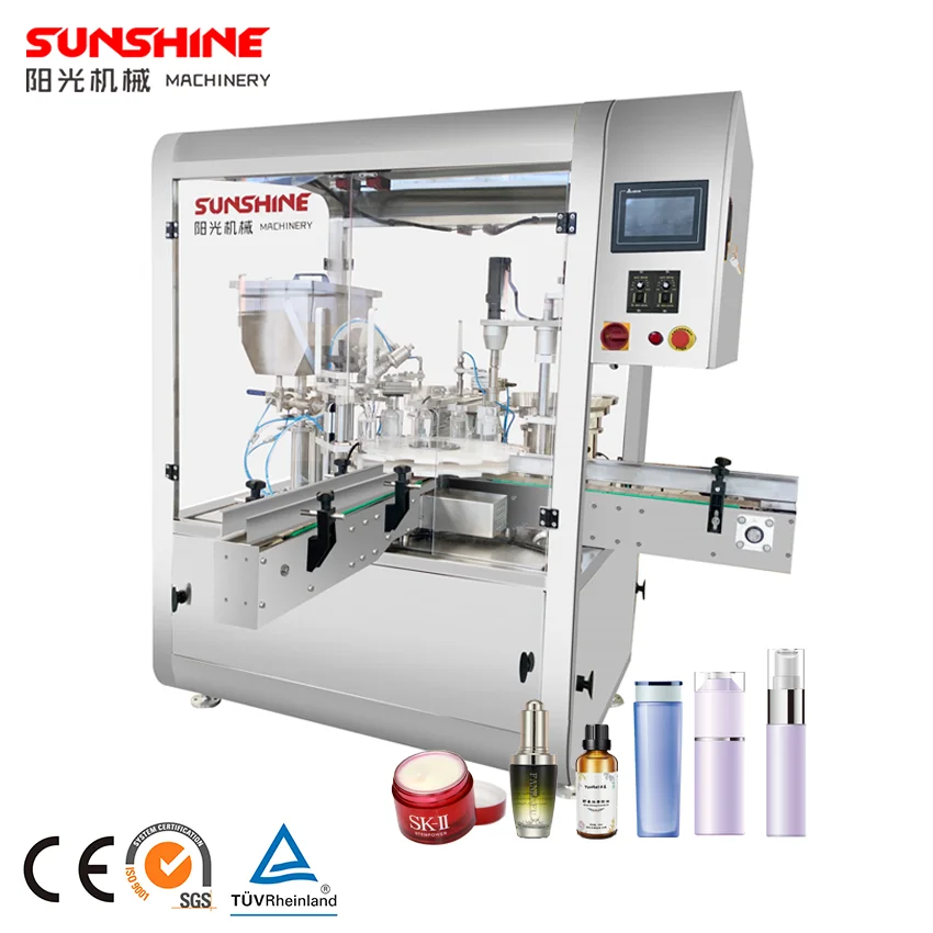 Automatic cosmetic face cream essential oil dropper bottle small liquid bottle filling capping 2 in 1 machine