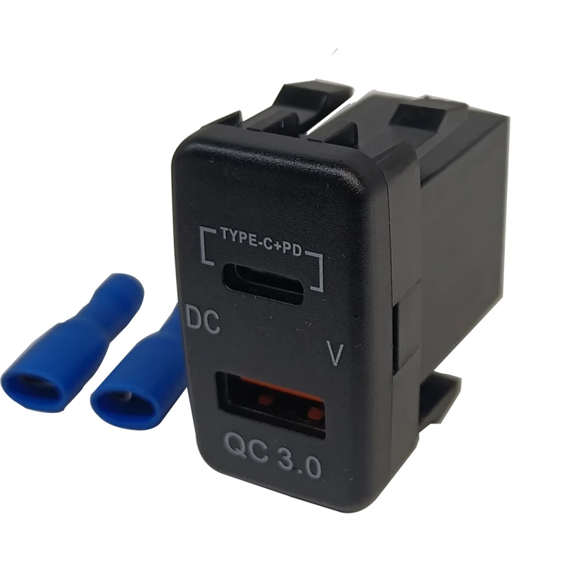 USB-C PD QC3.0 DUAL USB Port Hub Charging Power Adapter Outlet Voltmeter For Toyota RAV4 4Runner