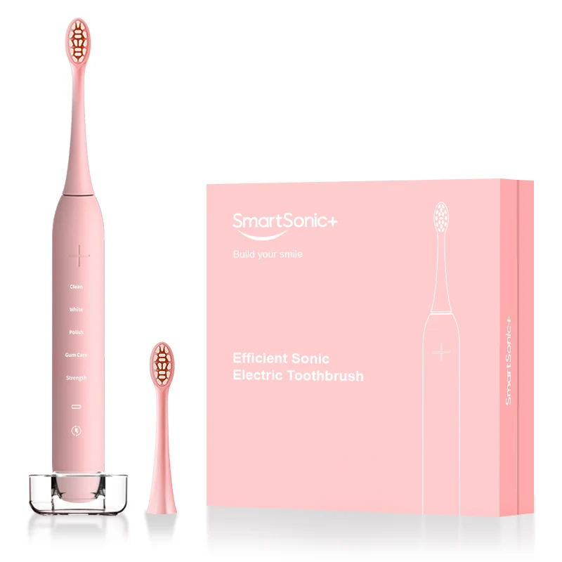 Black 4 Mode IPX8 Rechargeable Smart Sonic Electric Toothbrush with PU Travel Case