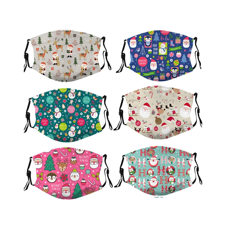 Wholesale Customization Fashion Party Mask Style New Christmas Picture Printed Hanging Ear Facemask For Adult And Kid