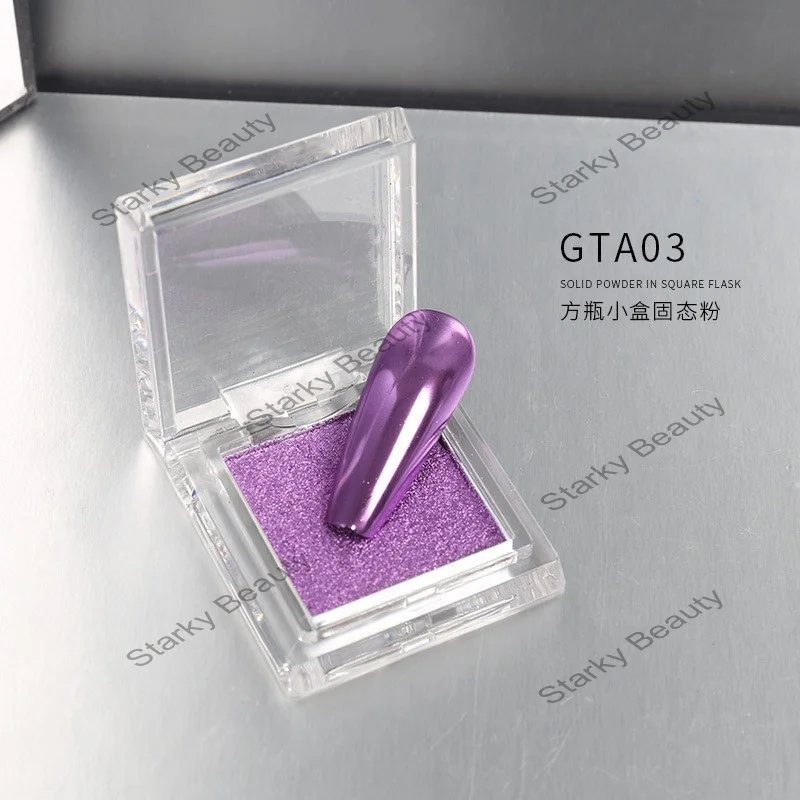 small square bottle solid Magic Mirror Powder chameleon eye Shadow Nail Aesthetic Glitter Metallic Pigments Set for Nail Art Diy