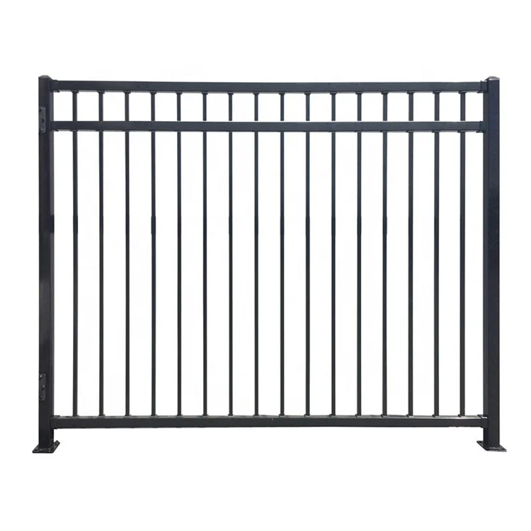 2024 wholesale flat top Steel fencing three rail fence panel